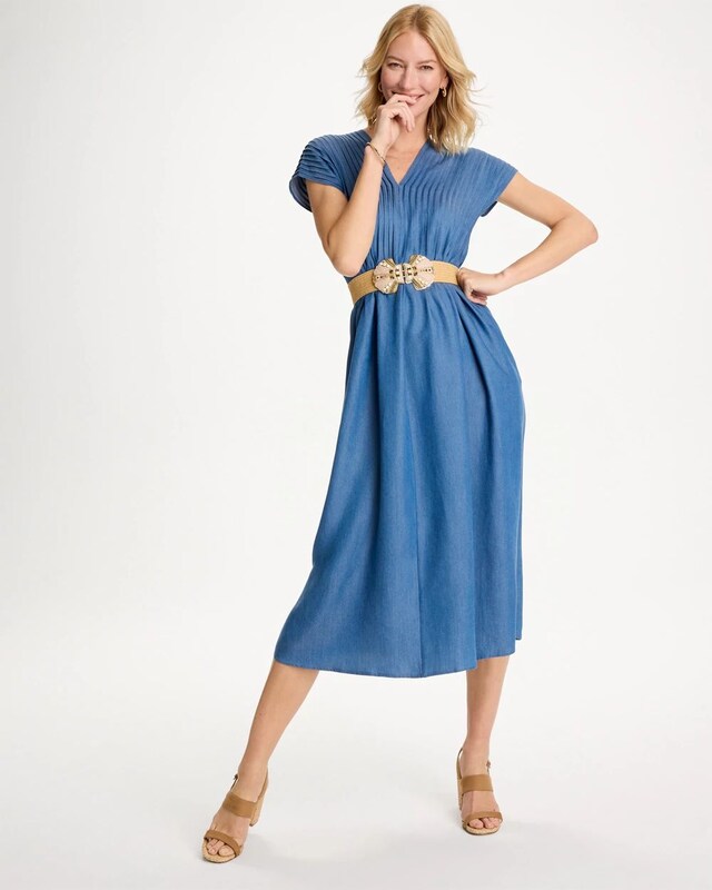 Denim Popover Midi Dress - image 2